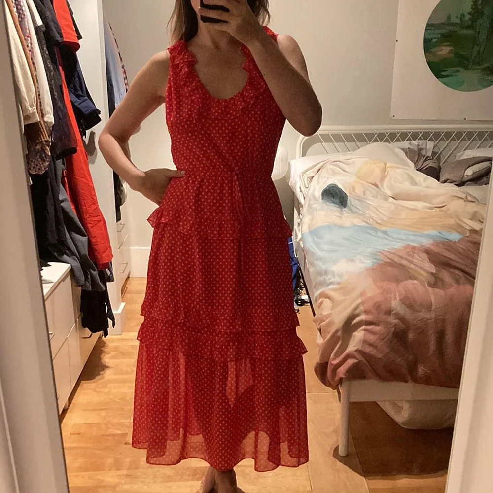 LOVERS + FRIENDS red polkadot maxi dress, size large - Picture 9 of 10